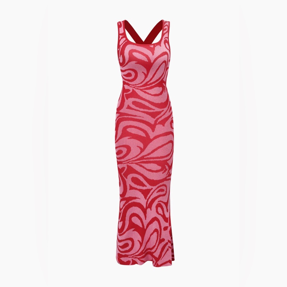 NWOT Crossback Knitted Hot Pink Dress